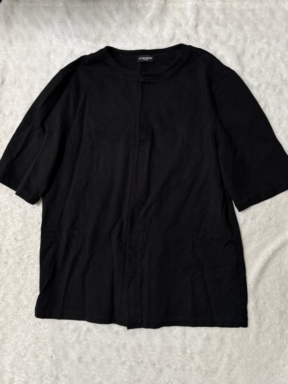 TOM WOOD Oslo Norway Black Button Tee